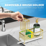 Cisily Black Sponge Holder for Kitchen Sink, Sink Caddy Organizer with High Brush Holder, Kitchen Countertop Organizers and Storage Essentials, Rustproof 304 Stainless Steel, Soap Dispenser Organize - Homesidy.com