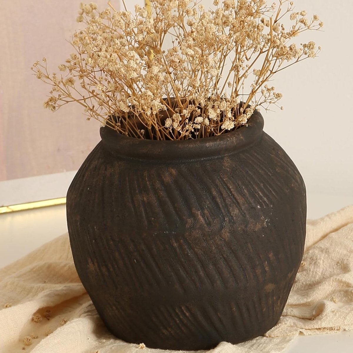 Rustic Vases for Home Decor. Ceramic Vase for Dining Table Decor. Terracotta Decorative Vase 6.1IN. ZSHLXM - Homesidy.com
