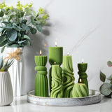 Threlaco 6 Pcs Pillar Candles Modern Aesthetic Ribbed Decorative Candle Set Cute Soy Wax Scented Ribbed Decor for Home(White,2.36 - 6.89 Inch) - Homesidy.com