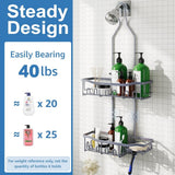Joqixon Upgraded Extended Length Shower Organizer with Hooks, Rustproof Shampoo Soap Holder, Large Hanging Bathroom Caddy - Homesidy.com