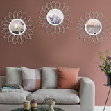 3 Pack Metal Mirrors for Wall Sunburst Wall Mirrors Home Décor Decorative Hanging Wall Art for Living Room Bedroom Entryway (Gold, Flower Sunburst) - Homesidy.com