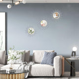 3 Pack Metal Mirrors for Wall Sunburst Wall Mirrors Home Décor Decorative Hanging Wall Art for Living Room Bedroom Entryway (Gold, Flower Sunburst) - Homesidy.com