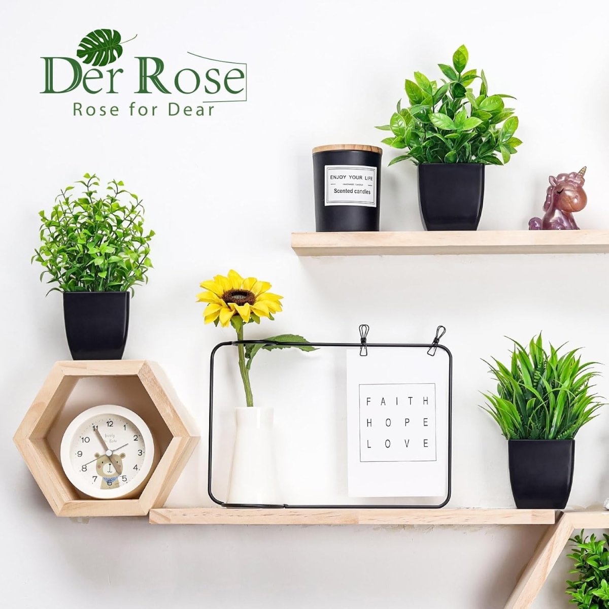 Der Rose 4 Pack Fake Plants Mini Artificial Greenery Potted Plants for Home Decor Indoor Office Table Room Farmhouse Bathroom Decor - Homesidy.com