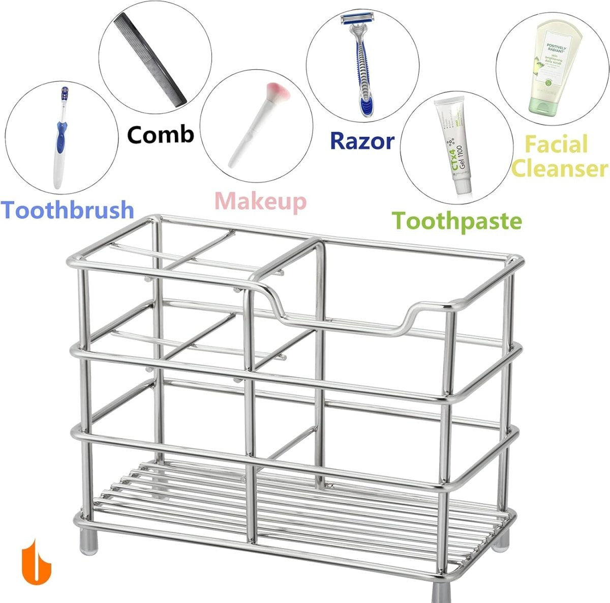 Urbanstrive 304 Stainless Steel Bathroom Toothbrush Holder Toothpaste Holder Stand Bathroom Accessories Organizer (Black, Small) - Homesidy.com