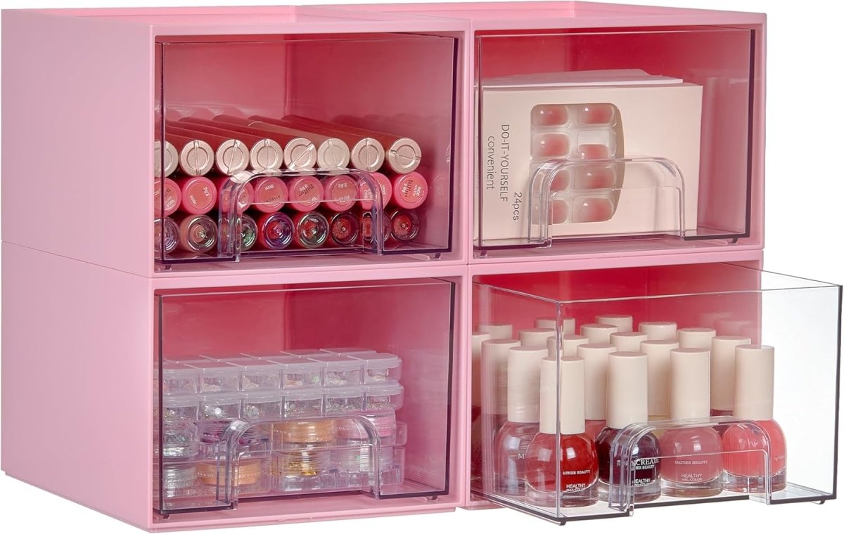 Vtopmart 4 Pack Small Clear Stackable Storage Drawers,Acrylic Bathroom Makeup Organizer,Plastic Storage Bins For Vanity, Undersink, Kitchen Cabinets, Pantry, Home Organization - Homesidy.com