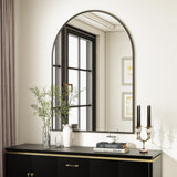 VooBang Arched Wall Mirror, 30 x 38 inch Arch Bathroom Mirror, Wall Mounted Vanity Mirror with Arch Metal Frame, Modern Bathroom Vanity Mirror for Bedroom, Living Room, Hanging or Leaning, Black - Homesidy.com