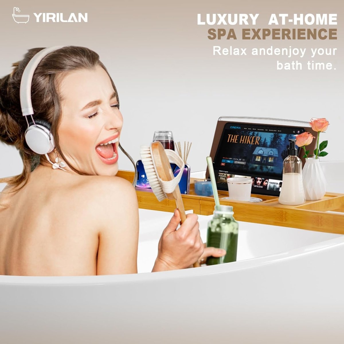 Premium Bathtub Tray Caddy, Expandable Bath Tray, Unique House Warming Gifts, New Home, Anniversary and Wedding Gifts for Couple, Bridal Shower Gift for Women - Homesidy.com