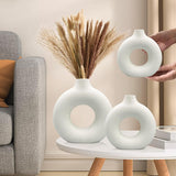 Ceramic Vases Set of 2,Modern Vases for Home Decor, White Boho Style for Living Room Kitchen Mantle Bedroom Dining Table Office Farmhouse Decorative Design - Homesidy.com
