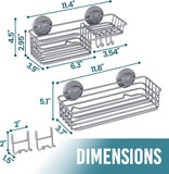 TAILI Shower Caddy Suction Cup 2 Pack with Hooks &amp; Soap holder, Heavy Duty Shower Organizer for Bathroom, No Drilling Bathroom Organizer with Large Capacity, Black Metal Storage Basket - Homesidy.com