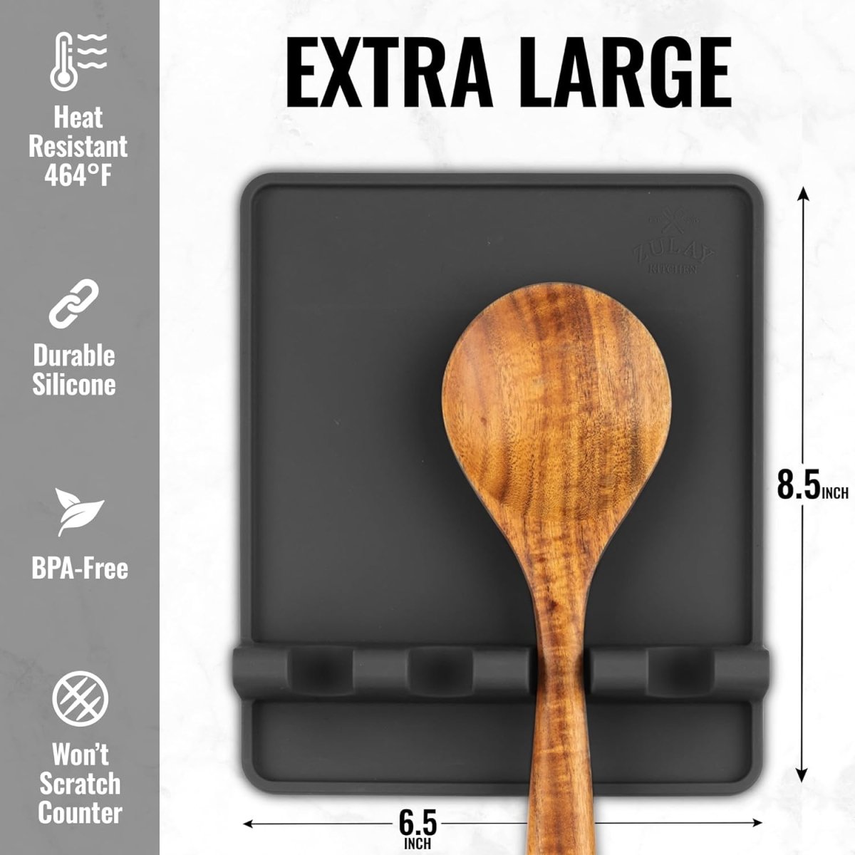 Zulay Kitchen Spoon Rest for Multiple Utensils High Heat - Resistant Silicone Drip Pad, BPA - Free Spoon Holder for Stove Top, Kitchen Gadget Holder for Ladles, Tongs, Cooking Spatula - Makes Great Gift - Homesidy.com