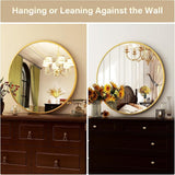 HARRITPURE Round Mirror 30 Black Wall Mounted Circle Mirrors Vanity Mirror with Brushed Aluminum Alloy Frame Modern Decoration for Bathroom, Living Room, Vanity, Bedroom, Entryway - Homesidy.com