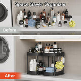 Ukeetap Multi - Purpose Pull - Out Storage Organizers, Under Sink/Cabinet Organizers and Storage for Bathroom &amp; Kitchen, Black, 12.8 Inches, 2 Packs - Homesidy.com