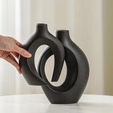 Lvases Snuggle Hollow Ceramic Vase Set of 2, Nordic Modern Boho ins Style Decorative Ceramic Aesthetic Flower Vase for Home Decor (Milky White W 6.3&34; X H 8.4&34;) - Homesidy.com