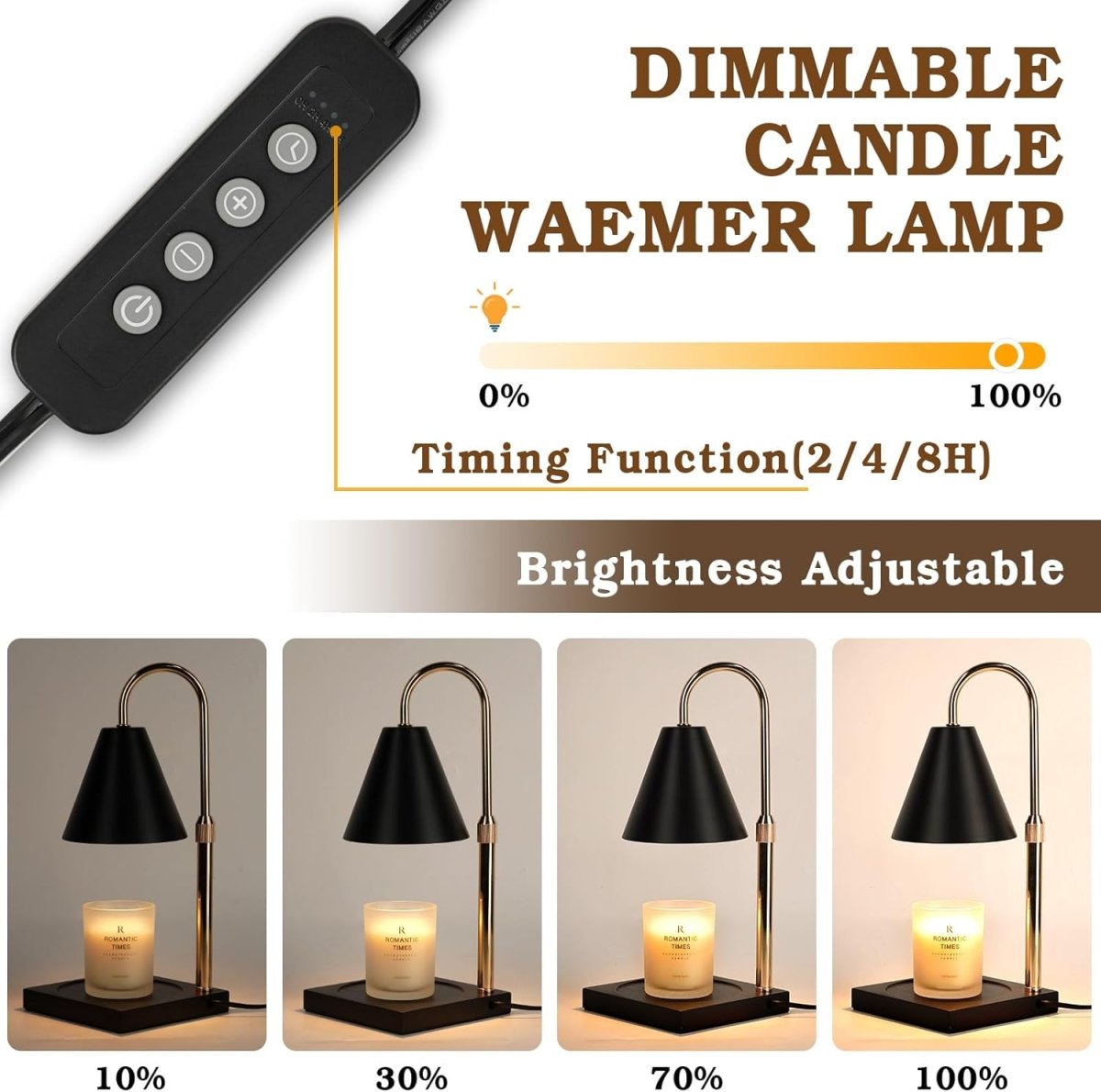 Modern Candle Warmer Lamp with Timer, Dimmable Candle Lamp Warmer, Men Women Christmas Birthday Gifts, Black Candle Warmer, Adjustable Candle Light Warmer, Cozy Living Room Bedroom Home Decor - Homesidy.com
