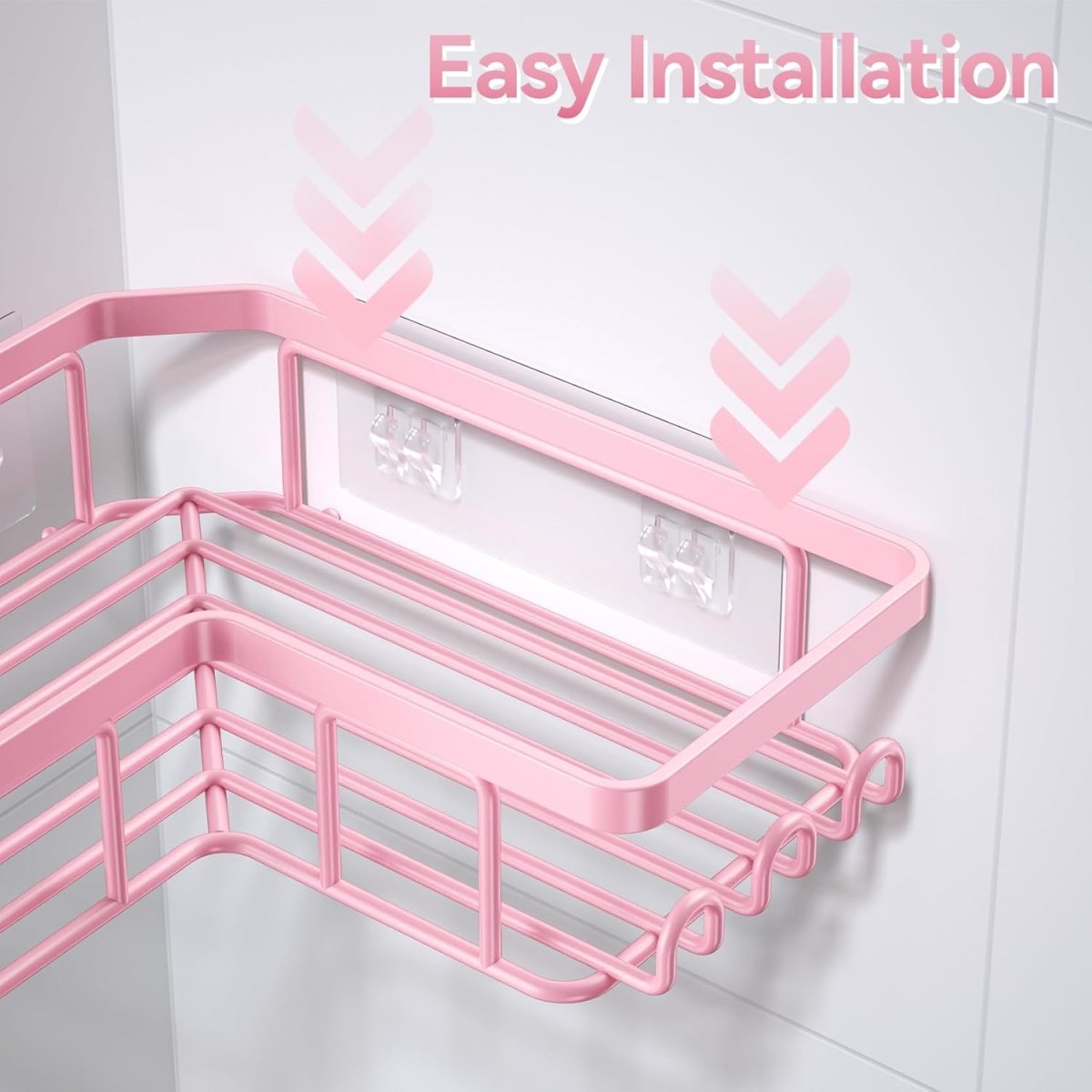 YASONIC Corner Adhesive Shower Caddy, with Soap Holder and 12 Hooks, Rustproof Stainless Steel Bathroom Organizer, No Drilling Wall Mounted Rack, Black, 3 - Pack - Homesidy.com