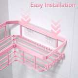 YASONIC Corner Adhesive Shower Caddy, with Soap Holder and 12 Hooks, Rustproof Stainless Steel Bathroom Organizer, No Drilling Wall Mounted Rack, Black, 3 - Pack - Homesidy.com