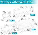 Vtopmart 25 PCS Clear Plastic Drawer Organizers Set, 4 - Size Versatile Bathroom and Vanity Drawer Organizer Trays, Storage Bins for Makeup, Bedroom, Kitchen Gadgets Utensils and Office - Homesidy.com