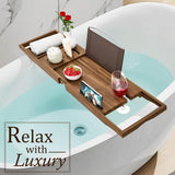 Premium Bamboo Bathtub Tray Caddy - Bath Tub Tray Table for Bathtub - Bath Caddy Tray for Bathtub, Expandable Size, Fits Most Bath Tubs - Homesidy.com