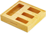 SpaceAid Bag Storage Organizer for Kitchen Drawer, Bamboo Organizer, Compatible with Gallon, Quart, Sandwich and Snack Variety Size Bag (1 Box 4 Slots) - Homesidy.com