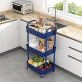 Sywhitta 3 - Tier Plastic Rolling Utility Cart with Handle, Multi - Functional Storage Trolley for Office, Living Room, Kitchen, Movable Storage Organizer with Wheels, White - Homesidy.com