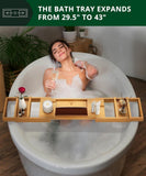 ROYAL CRAFT WOOD Bathtub Tray Caddy for Tub, Bamboo Bath Shelf, Premium Foldable Wood Bath Table, Expandable Bathtub &amp; Bathroom Accessories, New Home Gifts for Mom, Housewarming, Anniversary, Wedding - Homesidy.com
