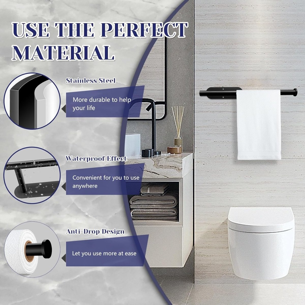 Paper Towel Holder, Self Adhesive or Drilling Paper Towel Holder Under Cabinet, Stainless Steel Black Paper Towel Holders Wall Mount for Kitchen, Bathroom, Sink, Pantry, Fridge - Homesidy.com