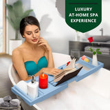 ROYAL CRAFT WOOD Bathtub Tray Caddy for Tub, Bamboo Bath Shelf, Premium Foldable Wood Bath Table, Expandable Bathtub &amp; Bathroom Accessories, New Home Gifts for Mom, Housewarming, Anniversary, Wedding - Homesidy.com