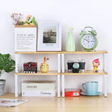NEX Bamboo Kitchen Cabinet and Counter Shelf Organizer, Stackable &amp; Expandable, Set of 4, White and Natural - Homesidy.com