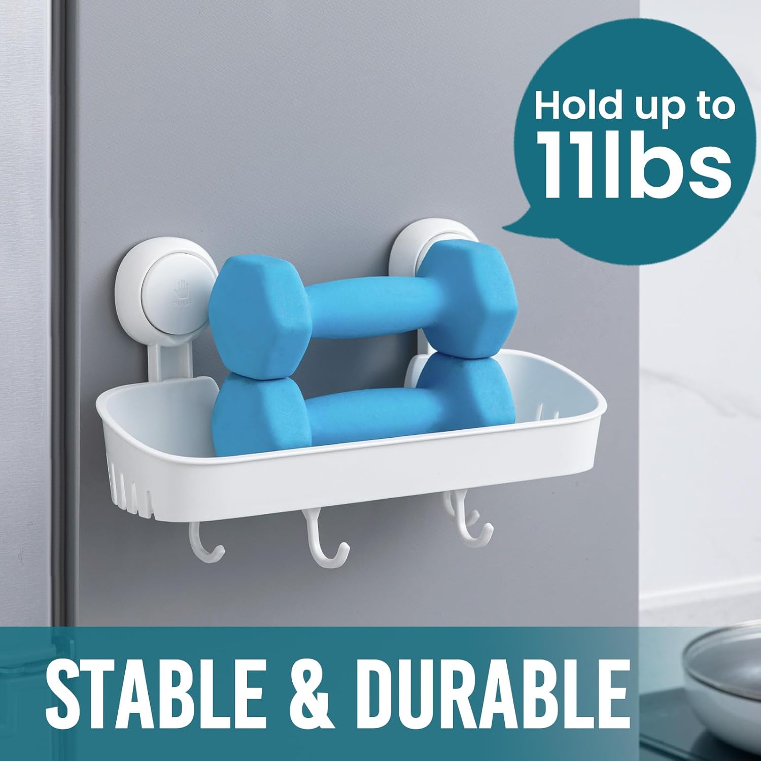 TAILI Shower Caddy Suction Cup 2 Pack with Hooks &amp; Soap holder, Heavy Duty Shower Organizer for Bathroom, No Drilling Bathroom Organizer with Large Capacity, Black Metal Storage Basket - Homesidy.com
