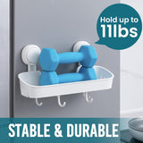 TAILI Shower Caddy Suction Cup 2 Pack with Hooks &amp; Soap holder, Heavy Duty Shower Organizer for Bathroom, No Drilling Bathroom Organizer with Large Capacity, Black Metal Storage Basket - Homesidy.com