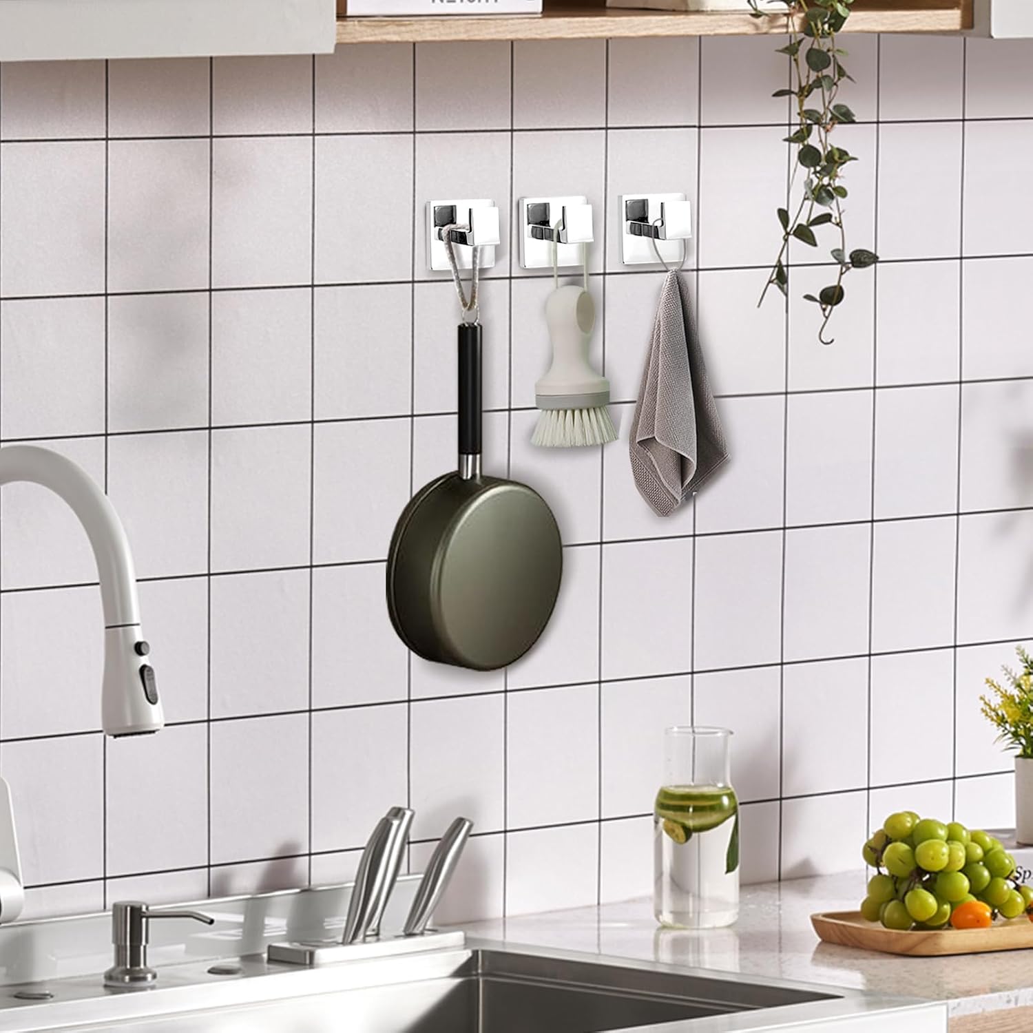 IBosins 4 Pack Towel Hooks Hand Towel Holder for Bathroom Wall Livingroom Bedroom Kitchen Closet Heavy Duty Stainless Steel Hook Hanger for Robe, Bath Towel, Coat (Square Matte Black) - Homesidy.com