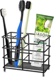 Urbanstrive 304 Stainless Steel Bathroom Toothbrush Holder Toothpaste Holder Stand Bathroom Accessories Organizer (Black, Small) - Homesidy.com