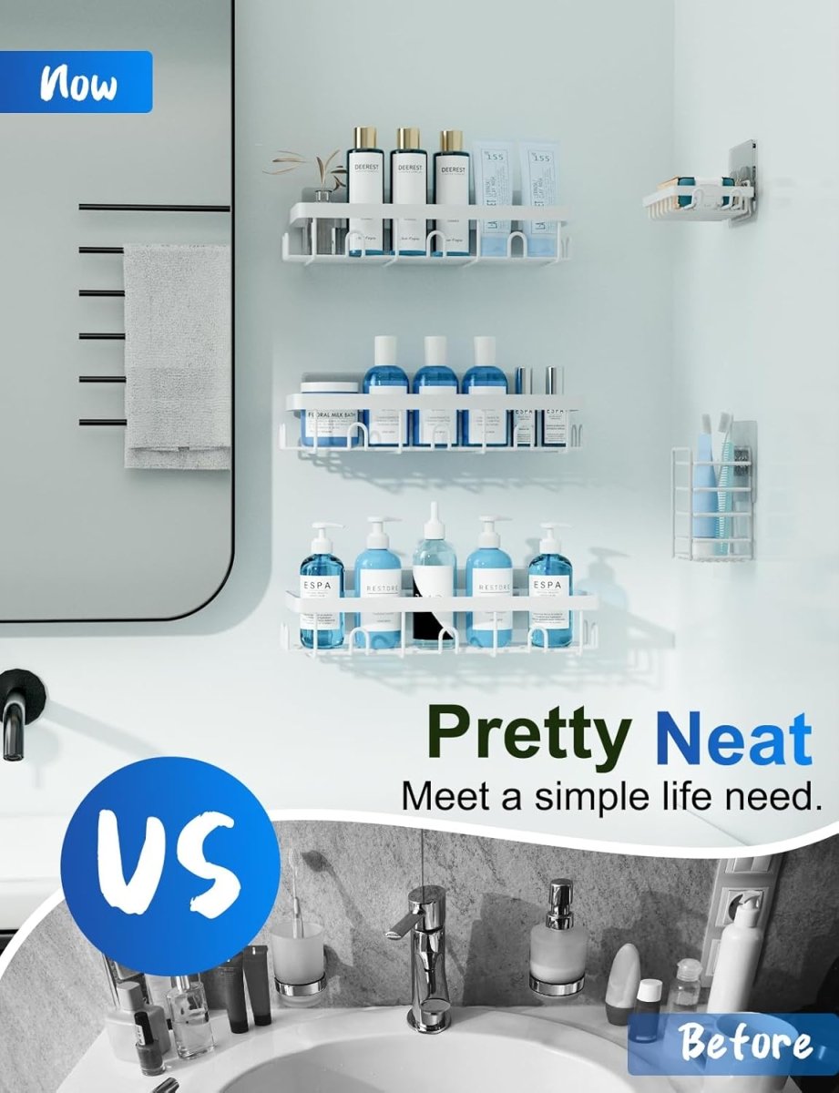 GVY Shower Caddy 5 Pack, Adhesive Shower Organizer Bathroom Shelves,Rustproof Bathroom Organizers and Storage for Home Decor, No Drilling Shower Shelves for Apartment Essentials - Homesidy.com