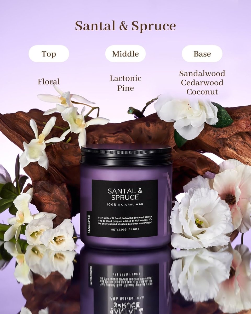 M&amp;SENSE Ode to Winter Soy Candles Strong Scented, 2 Wick Jar Candle 19.4oz 110 Hour Long Lasting, Lavender Sandalwood Organic Natural Aromatherapy Candle Gifts Bedroom Bathroom Home Decor - Homesidy.com