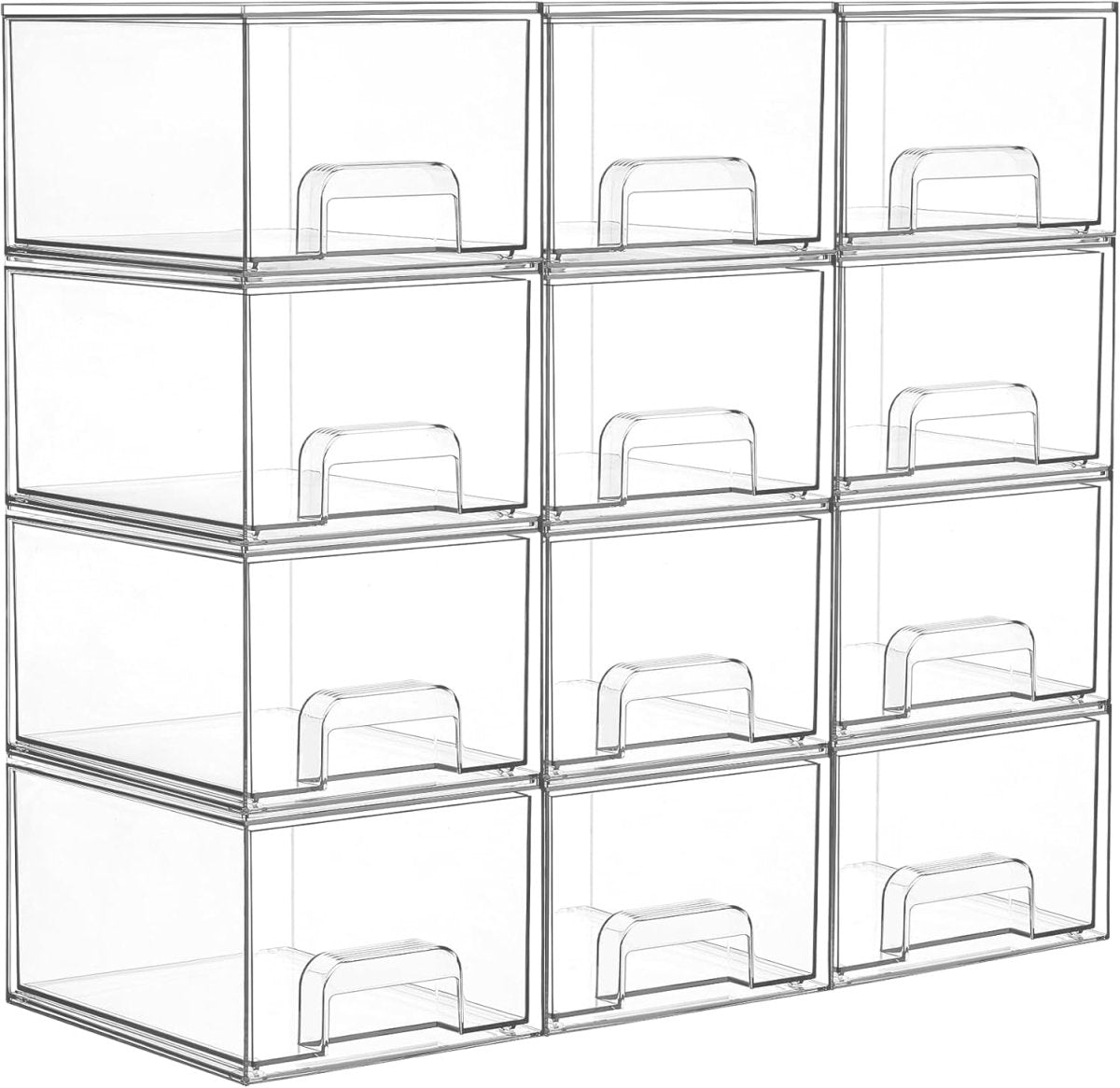 Vtopmart 4 Pack Small Clear Stackable Storage Drawers,Acrylic Bathroom Makeup Organizer,Plastic Storage Bins For Vanity, Undersink, Kitchen Cabinets, Pantry, Home Organization - Homesidy.com