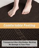 AMOAMI Upgraded Waffle Bath Mat, Super Absorbent Non Slip Bath Mats for Bathroom Floor, Machine Washable Bathroom Rugs with Tassels, Rubber Backed Bathroom Mats, Ultra Soft, 18&34; x 30&34;, Brown - Homesidy.com