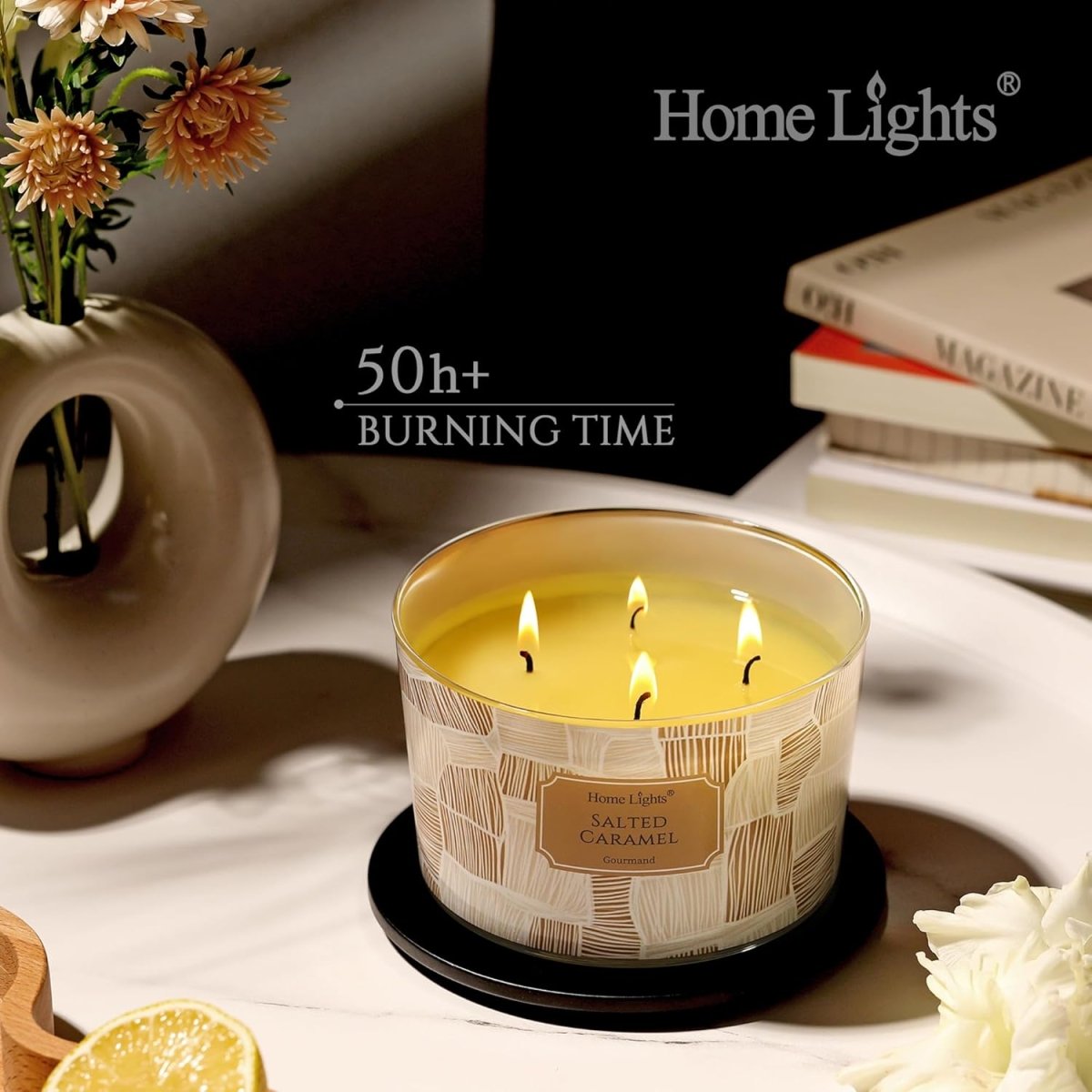 HomeLights Scented Candles for Women &amp; Men, 18oz Candle Jars Aromatherapy 4 - Wick Candle, Ideal for Rustic Modern Home Decor and Gifts, Blueberry Cheesecake - Homesidy.com