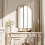 VooBang Arched Wall Mirror, 30 x 38 inch Arch Bathroom Mirror, Wall Mounted Vanity Mirror with Arch Metal Frame, Modern Bathroom Vanity Mirror for Bedroom, Living Room, Hanging or Leaning, Black - Homesidy.com