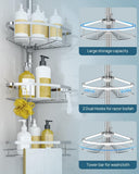 SEIRIONE Rustproof Shower Corner Caddy Organizer for Bathroom, 4 Adjustable Shelves with Tension Pole, for Bathtub Shampoo Accessories Storage Holder, 34 to 116 Inch Height - Homesidy.com