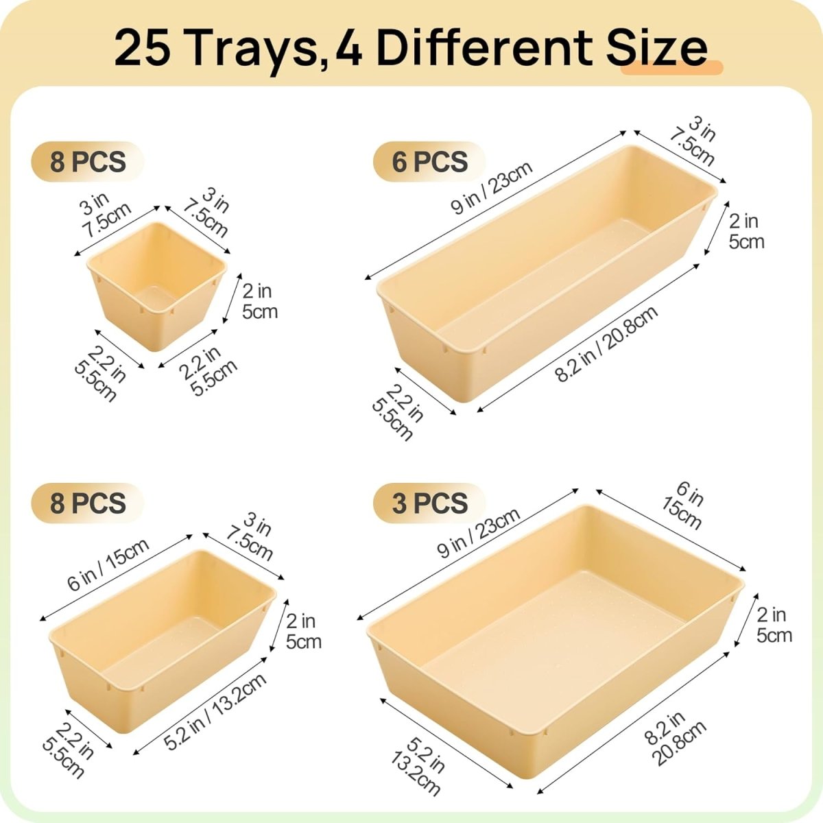 Vtopmart 25 PCS Clear Plastic Drawer Organizers Set, 4 - Size Versatile Bathroom and Vanity Drawer Organizer Trays, Storage Bins for Makeup, Bedroom, Kitchen Gadgets Utensils and Office - Homesidy.com