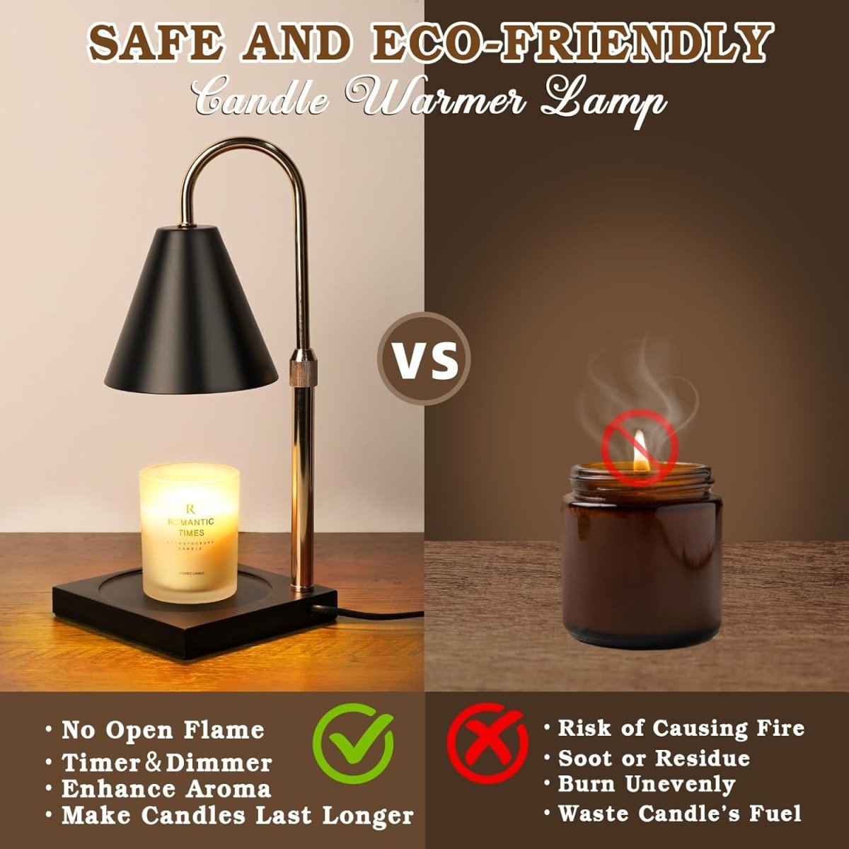 Modern Candle Warmer Lamp with Timer, Dimmable Candle Lamp Warmer, Men Women Christmas Birthday Gifts, Black Candle Warmer, Adjustable Candle Light Warmer, Cozy Living Room Bedroom Home Decor - Homesidy.com