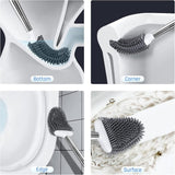 Sellemer Toilet Brush and Holder Set - Flexible Toilet Bowl Brush Head with Silicone Bristles, Compact Size for Storage and Organization, Ventilation Slots Base (1 Pack, Silver) - Homesidy.com