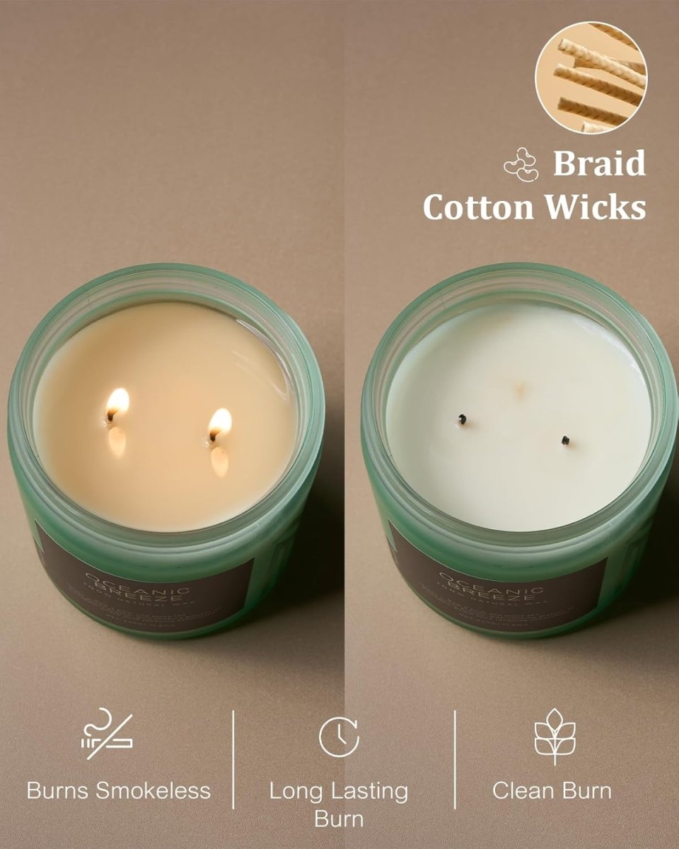 M&amp;SENSE Eucalyptus &amp; Mint Soy Candles for Home Scented, 11.6oz 70 Hour Burn Aromatherapy Candle Gift for Stress Relief, Meditation, Yoga, Relaxing SPA, Reusable Jar for Men and Women - Homesidy.com