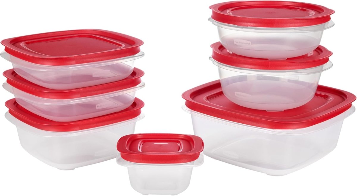 Rubbermaid 16 - Piece BPA - Free Plastic Food Storage Set, Red Vented Lids - Microwave, Dishwasher Safe: Perfect for Meal Prep, Leftovers, and Kitchen Organization - Homesidy.com