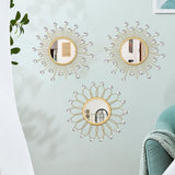 3 Pack Metal Mirrors for Wall Sunburst Wall Mirrors Home Décor Decorative Hanging Wall Art for Living Room Bedroom Entryway (Gold, Flower Sunburst) - Homesidy.com