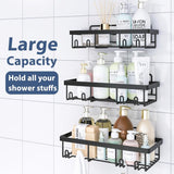 Liuoud 5 Pack Shower Caddy Organizer Rack Shelf for Inside Shower, Adhesive Bathroom Wall Storage Basket Rustproof Stainless Steel Shampoo Holder, Girly Bathroom Accessory Decor Set, Pink - Homesidy.com
