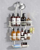 MSAICOE Shower Caddy Hanging - Never Rust Shower Hanging Organizer - Aluminum Over the ShowerHead Caddy with Soap Basket and 6 Hooks for Razor/Sponge (Black) - Homesidy.com