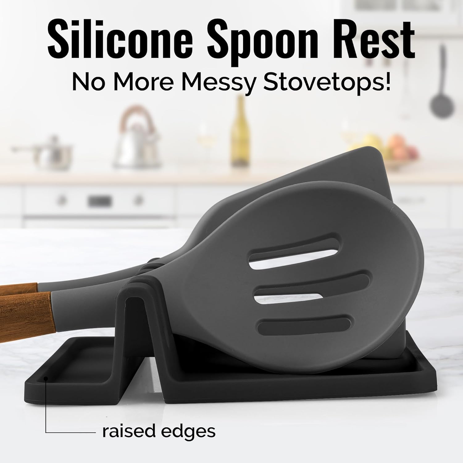 Zulay Kitchen Spoon Rest for Multiple Utensils High Heat - Resistant Silicone Drip Pad, BPA - Free Spoon Holder for Stove Top, Kitchen Gadget Holder for Ladles, Tongs, Cooking Spatula - Makes Great Gift - Homesidy.com