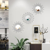 3 Pack Metal Mirrors for Wall Sunburst Wall Mirrors Home Décor Decorative Hanging Wall Art for Living Room Bedroom Entryway (Gold, Flower Sunburst) - Homesidy.com