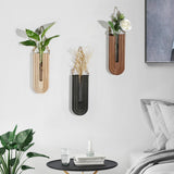 Dnnnii 2 Pack Wooden Wall Vase Set - Brown Finish Modern Farmhouse &amp; Boho Wall Decor for Entryway, Hallway, Bathroom, Living Room, Dining Room, Narrow Spaces - Homesidy.com